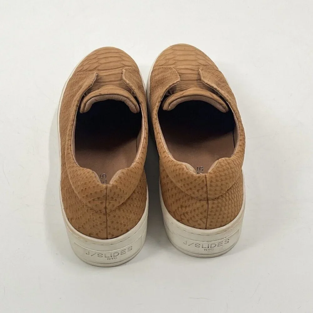 J Slides Heidi Leather Slip On Shoes Platform Brown Sz 7.5